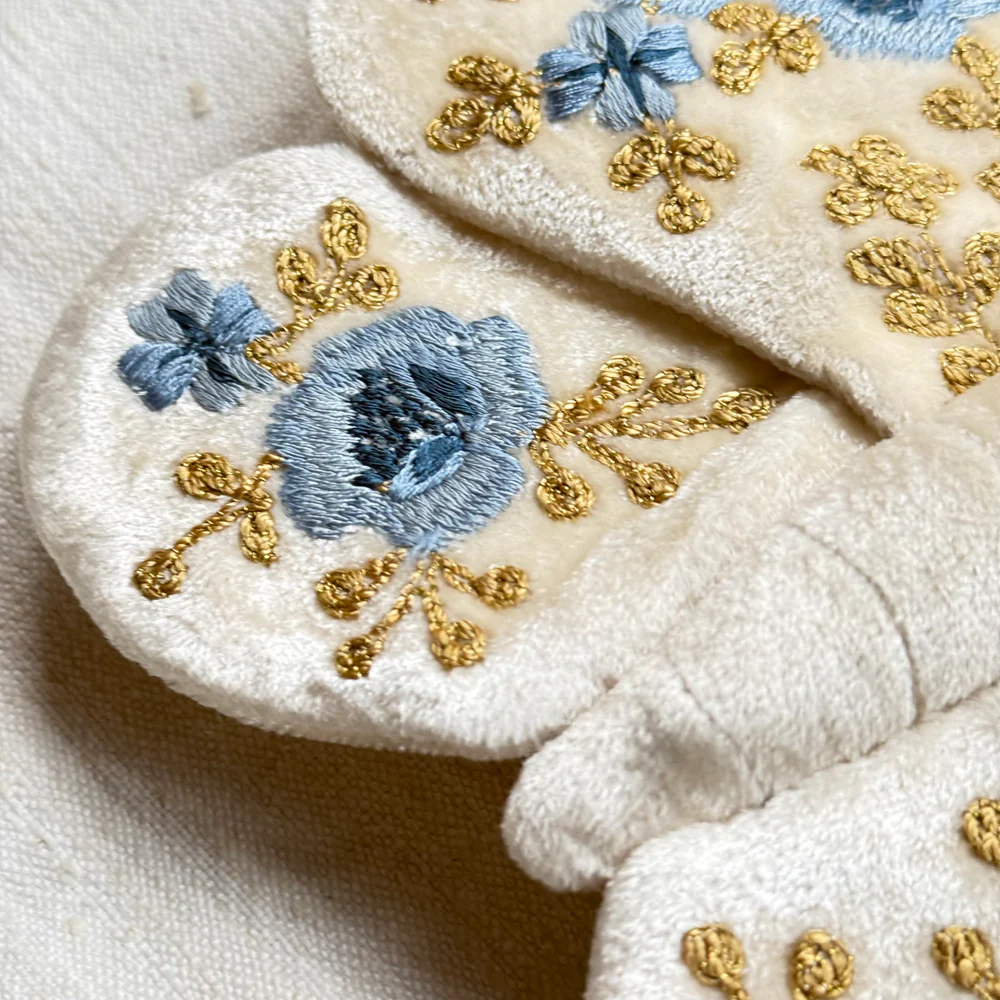 Miranda Silk Velvet Embroidered Butterfly in Ivory - Image 3