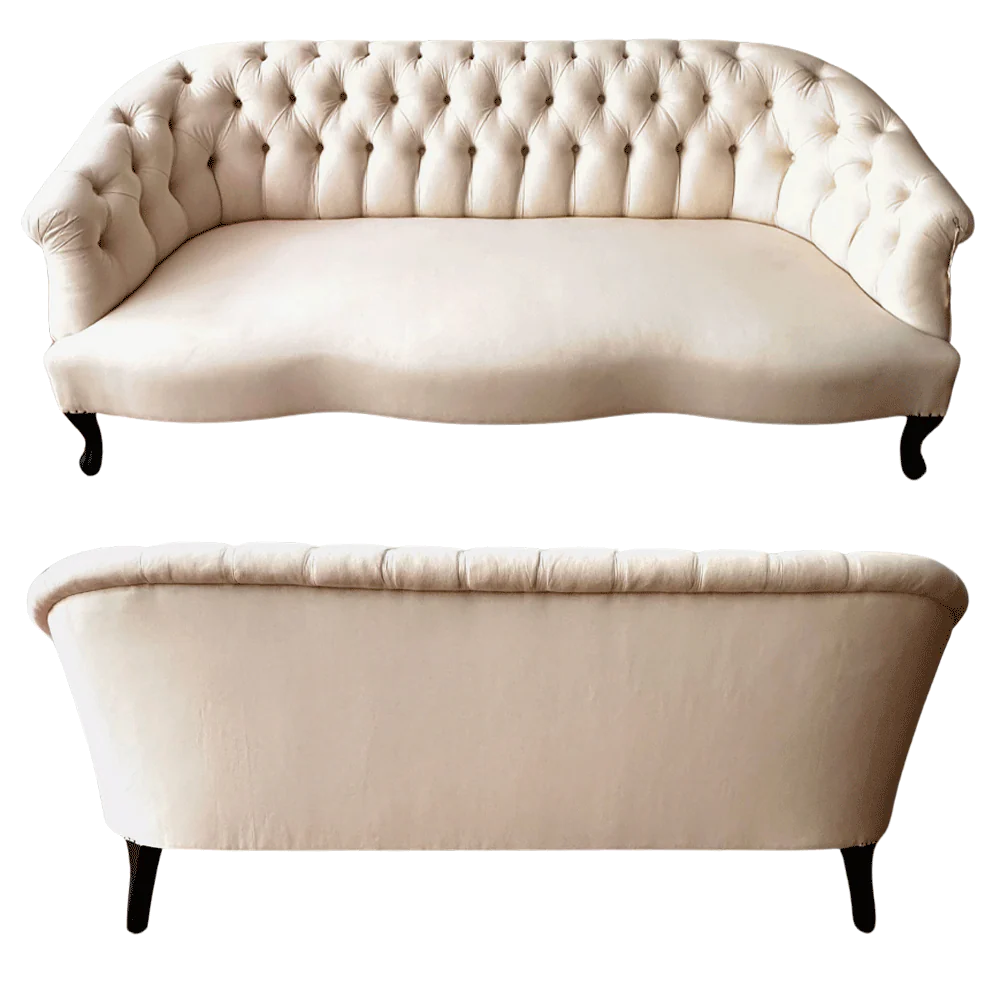 Muslin Covered 19th Century Style Tufted Sofa - Image 2