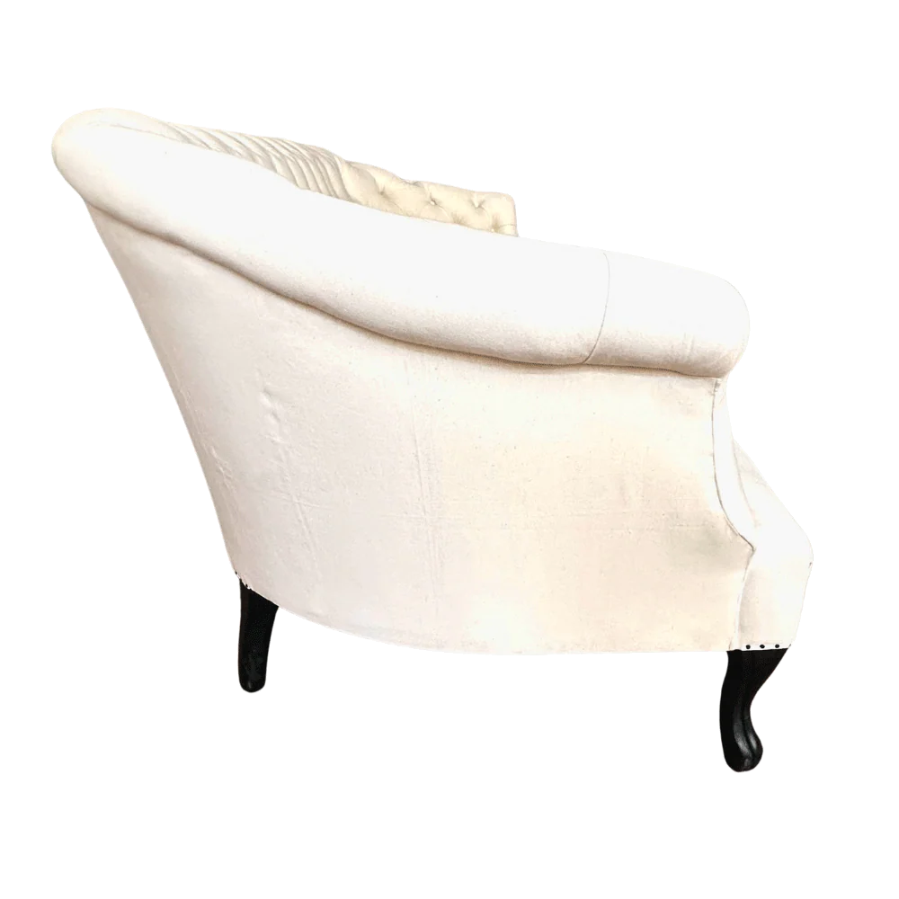 Muslin Covered 19th Century Style Tufted Sofa - Image 3