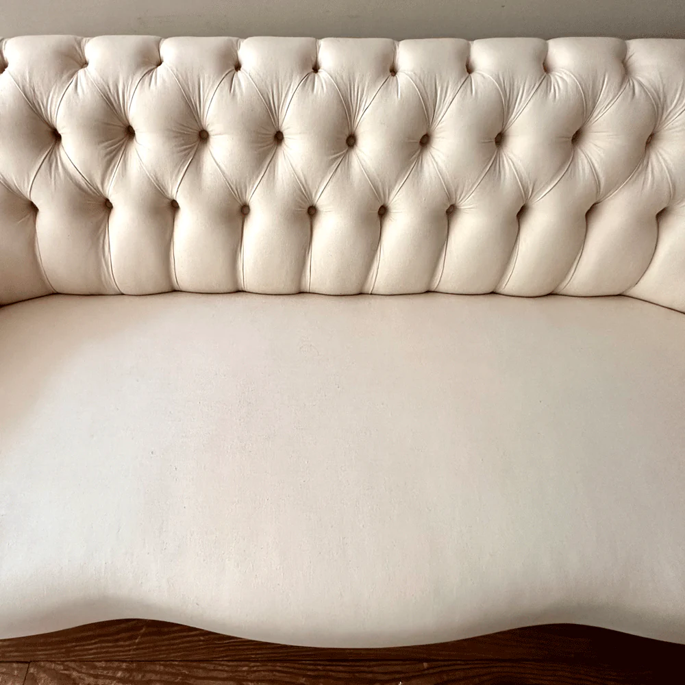 Muslin Covered 19th Century Style Tufted Sofa - Image 6