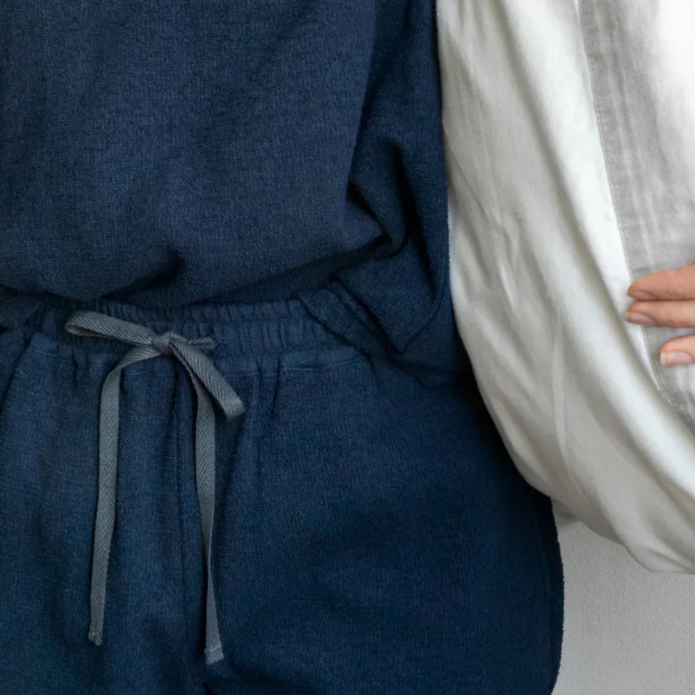 Navy Cotton Pile Relax Shorts - Image 3