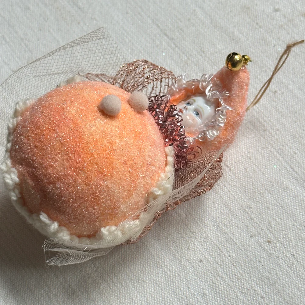 Nostalgic Cotton Baby Ball with Porcelain Head Ornament - Image 2