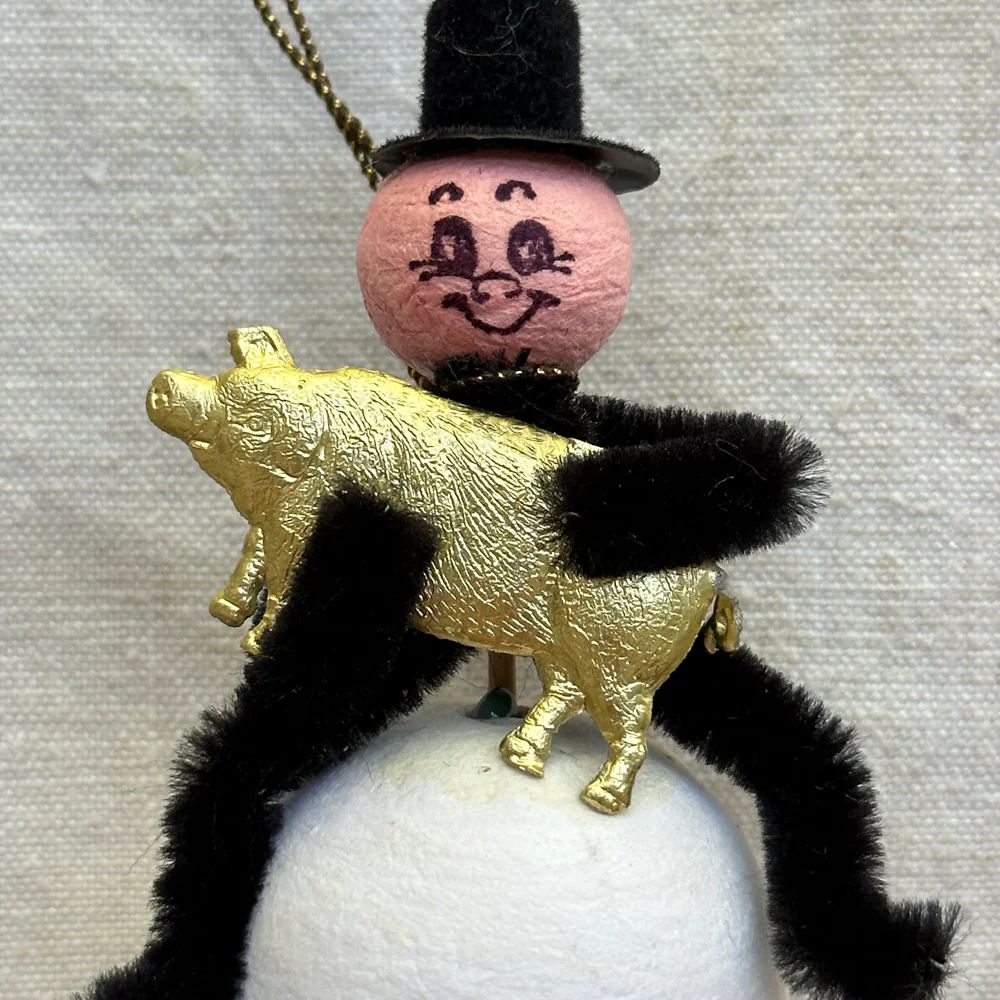 Nostalgic Cotton Chimney Sweep with Pig Ornament - Image 2