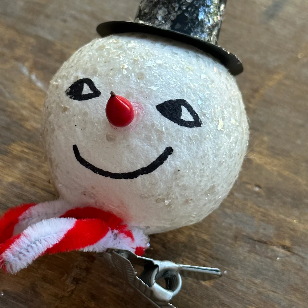 Nostalgic Cotton Clip-on Snowman Head Ornament - Image 2