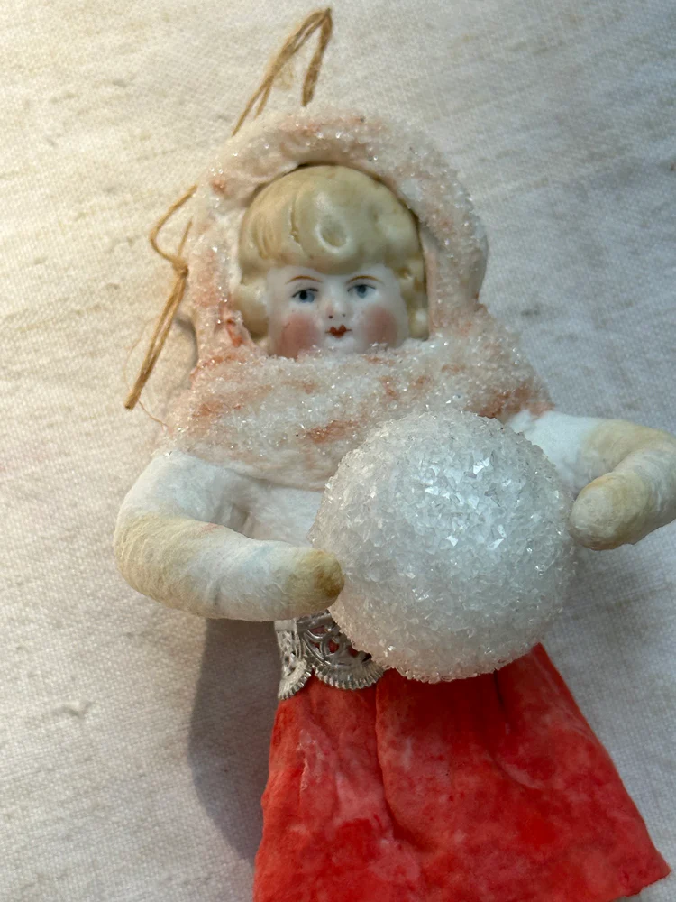 Nostalgic Cotton Doll with Snowball Ornament - Image 2