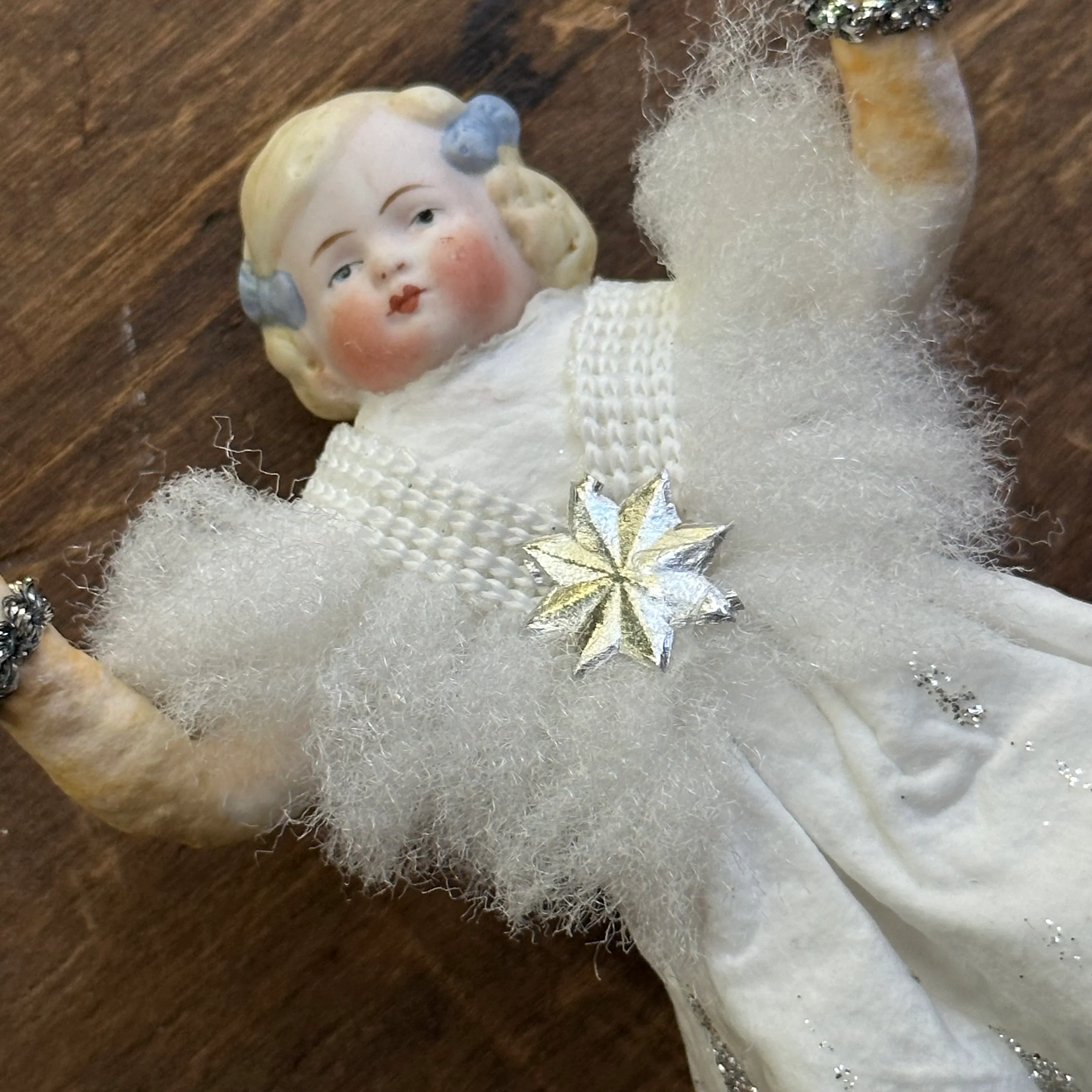 Nostalgic Cotton Jump Rope Girl with Porcelain Head Ornament - Image 2