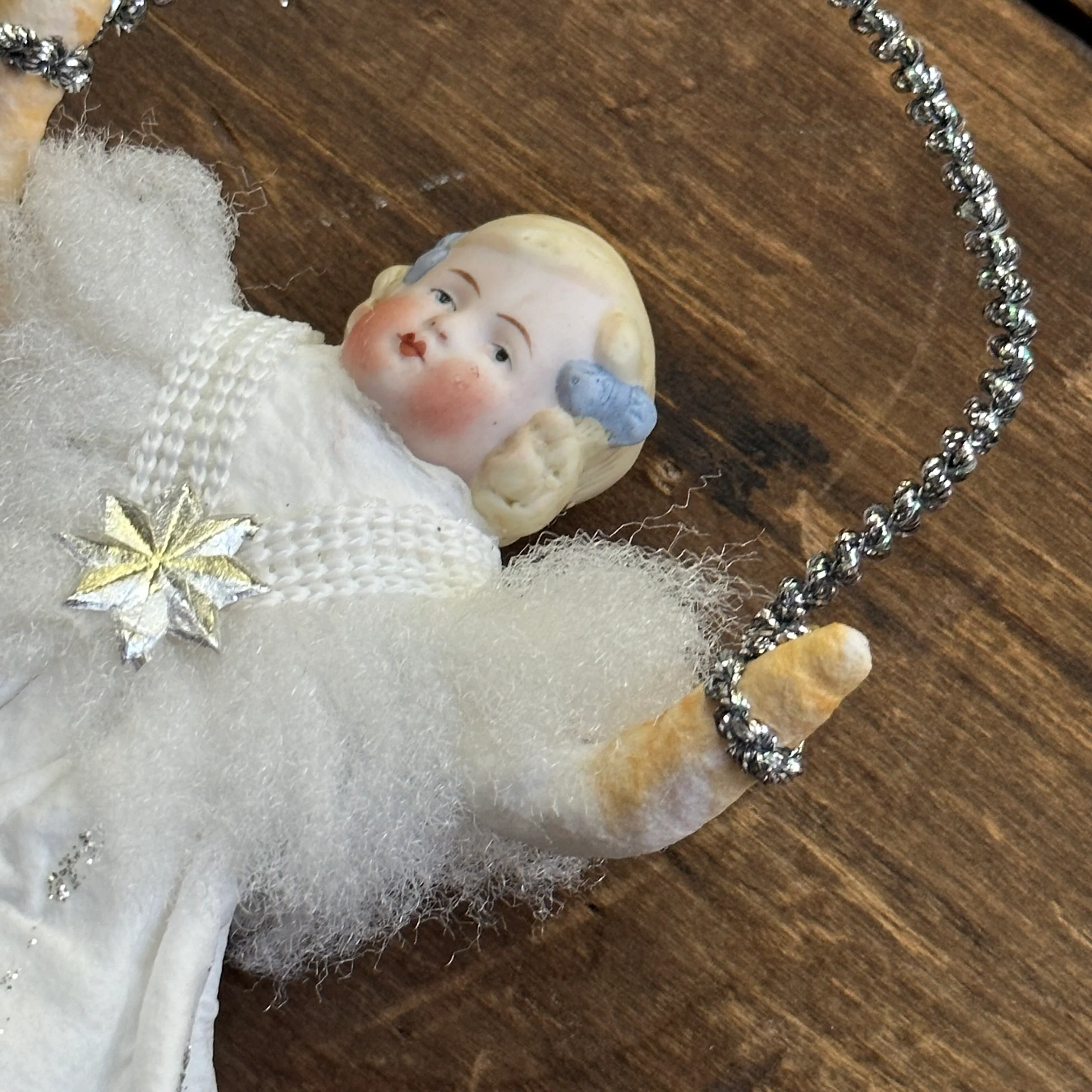 Nostalgic Cotton Jump Rope Girl with Porcelain Head Ornament - Image 3
