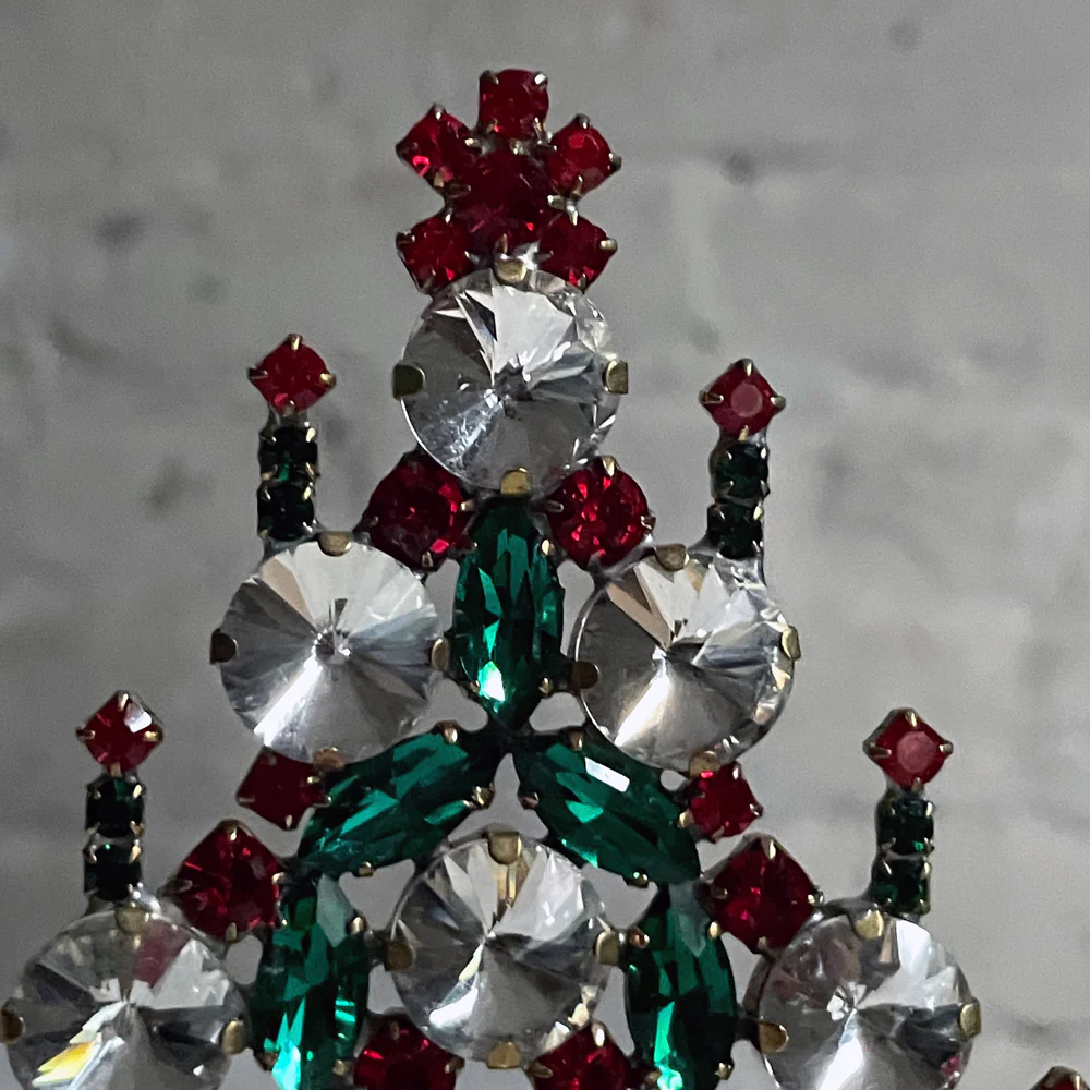 Nostalgic Glass Jeweled Tree with Candles in Red & Turquoise - Image 2
