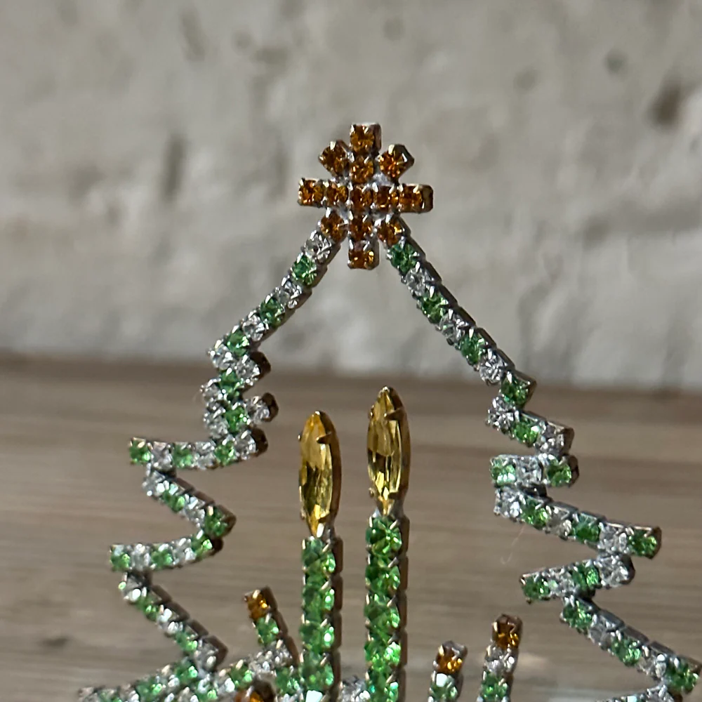 Nostalgic Jeweled Green Glass Crystal Tree with Candles - Image 3