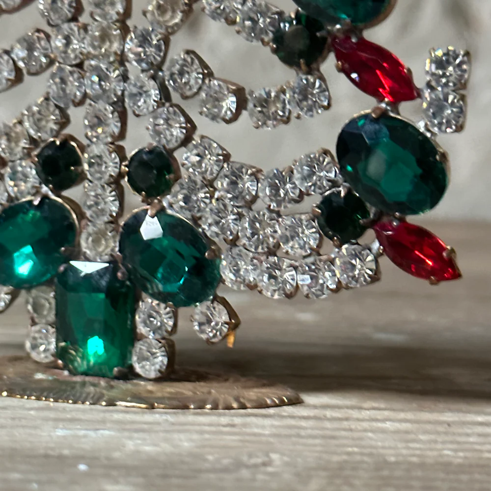 Nostalgic Jeweled Slim Green & Red Crystal Tree - Image 2
