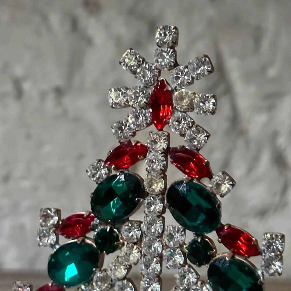 Nostalgic Jeweled Slim Green & Red Crystal Tree - Image 3