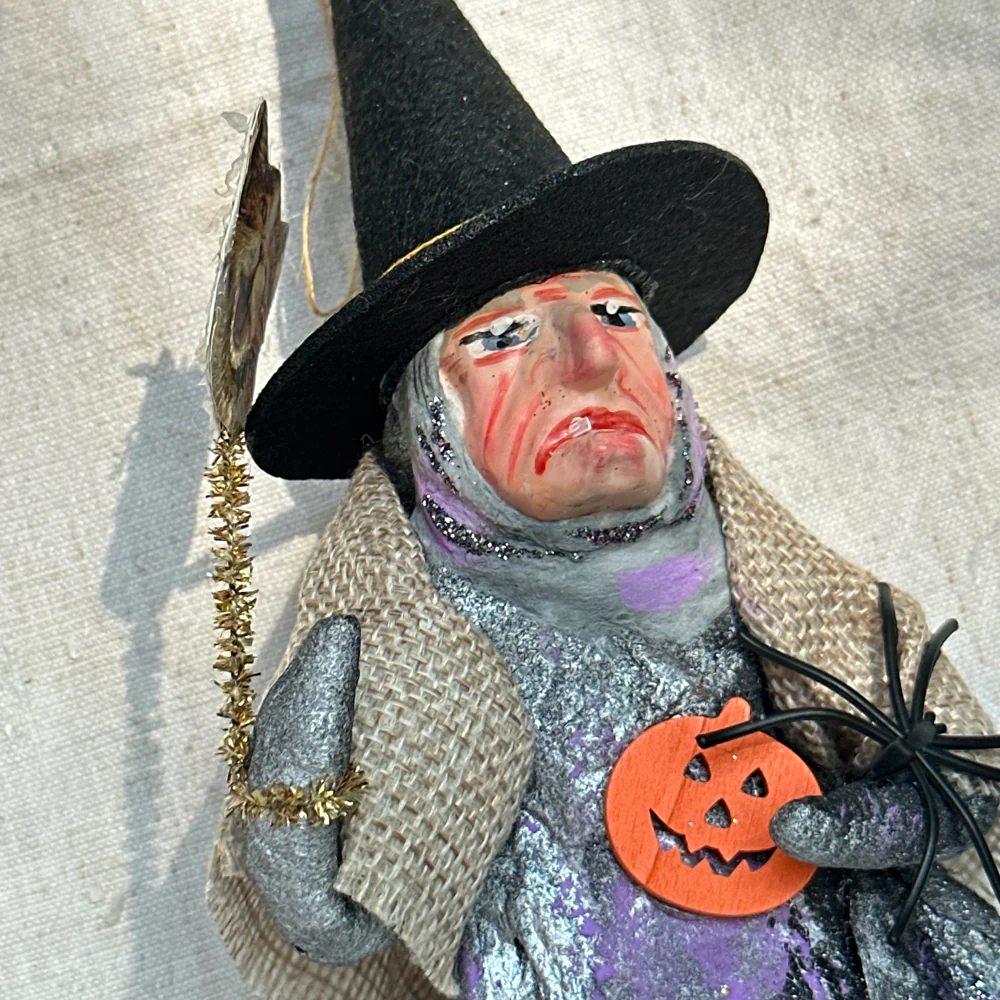 Nostalgic Large Cotton Witch Ornament - Image 2