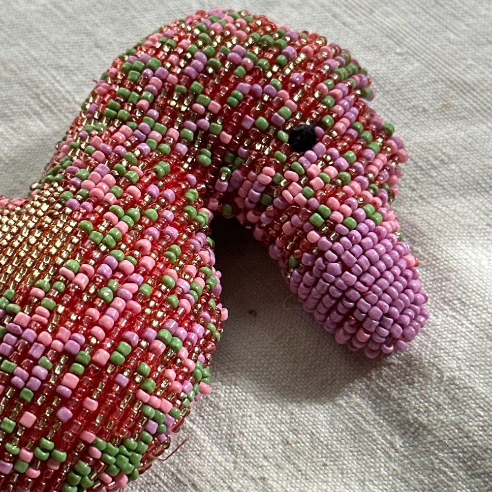 Oceanic Silk Velvet Beaded Seahorse in Pink #1 - Image 2