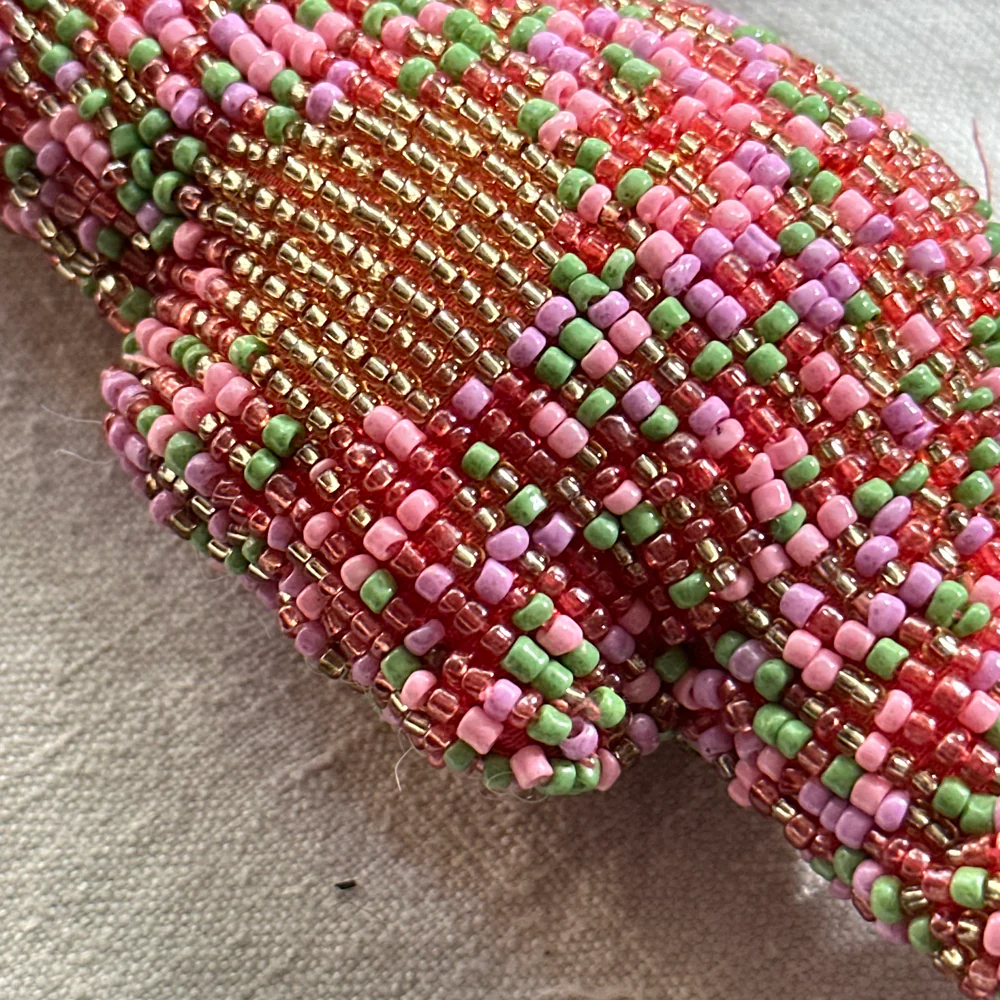Oceanic Silk Velvet Beaded Seahorse in Pink #1 - Image 3