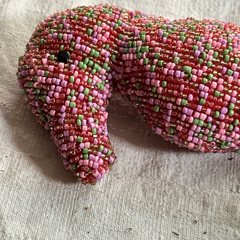 Oceanic Silk Velvet Beaded Seahorse in Pink #1 - Image 4