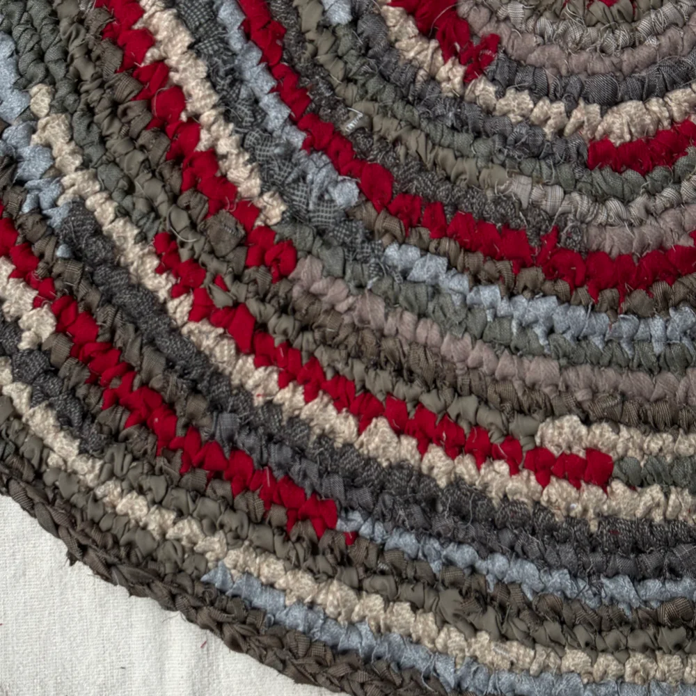 Olly Crocheted Vintage Wool Suit Round Rug #6 - Image 2