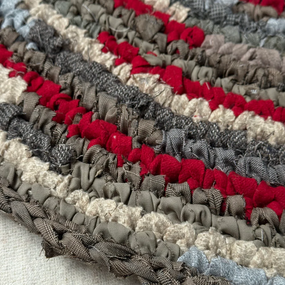 Olly Crocheted Vintage Wool Suit Round Rug #6 - Image 3