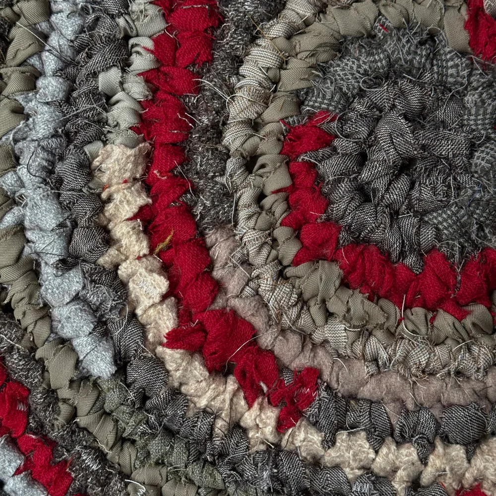 Olly Crocheted Vintage Wool Suit Round Rug #6 - Image 4