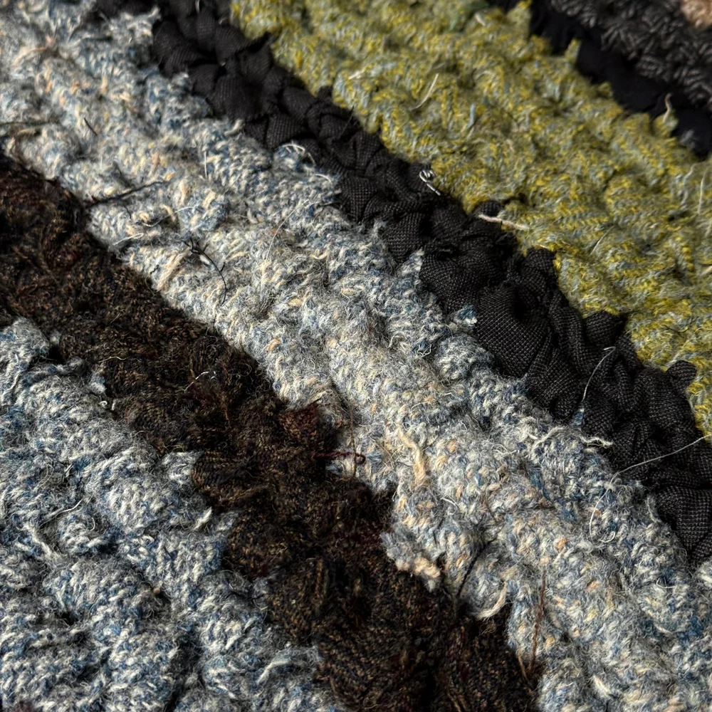 Olly Crocheted Vintage Wool Suit Rug #8 - Image 3