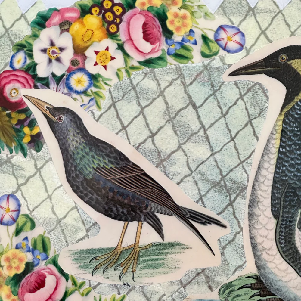 One of a Kind Collaged Bird Table Mat (#308) - Image 2