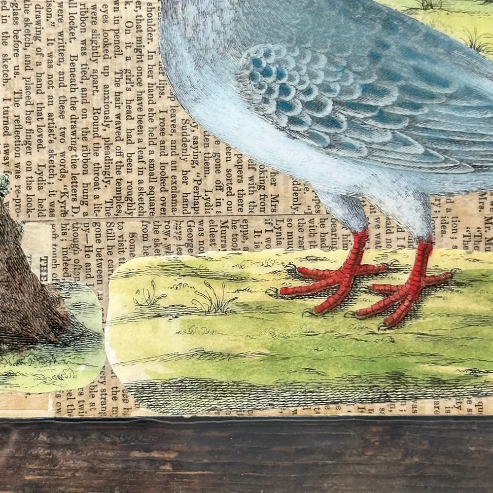 One of a Kind Collaged Birds & Flowers Mat (2-14) - Image 2