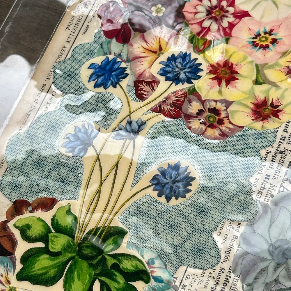 One of a Kind Collaged Birds & Flowers Mat (2-14) - Image 3