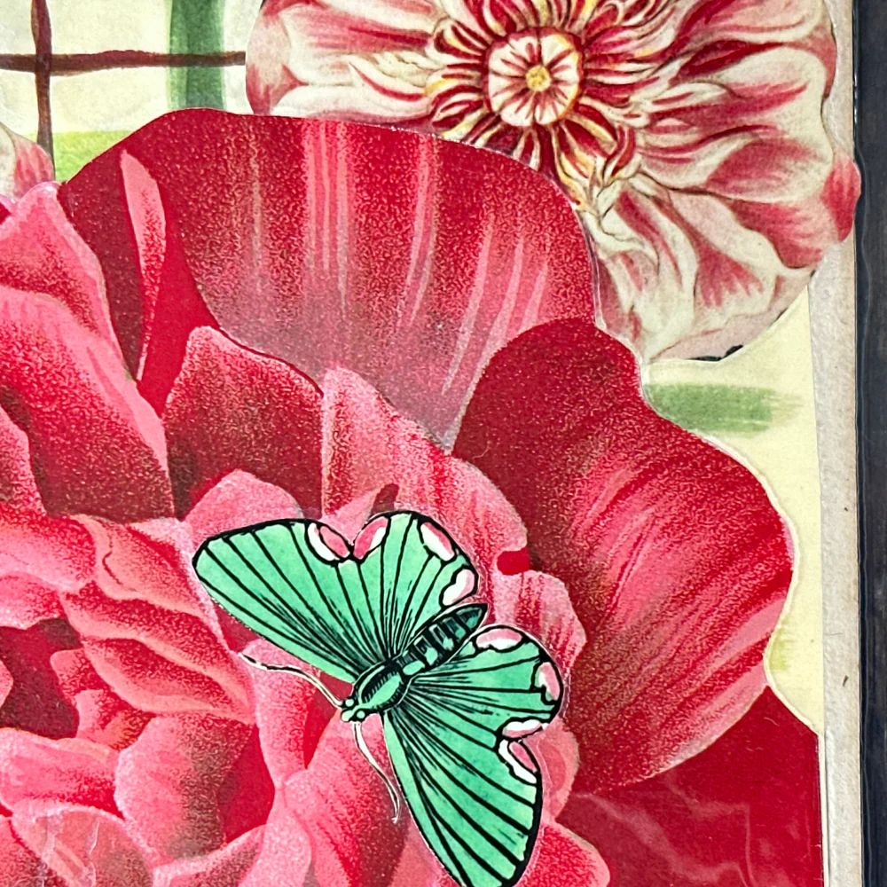 One of a Kind Collaged Butterflies & Flower Mat Pair (2-07 & 2-18) - Image 6