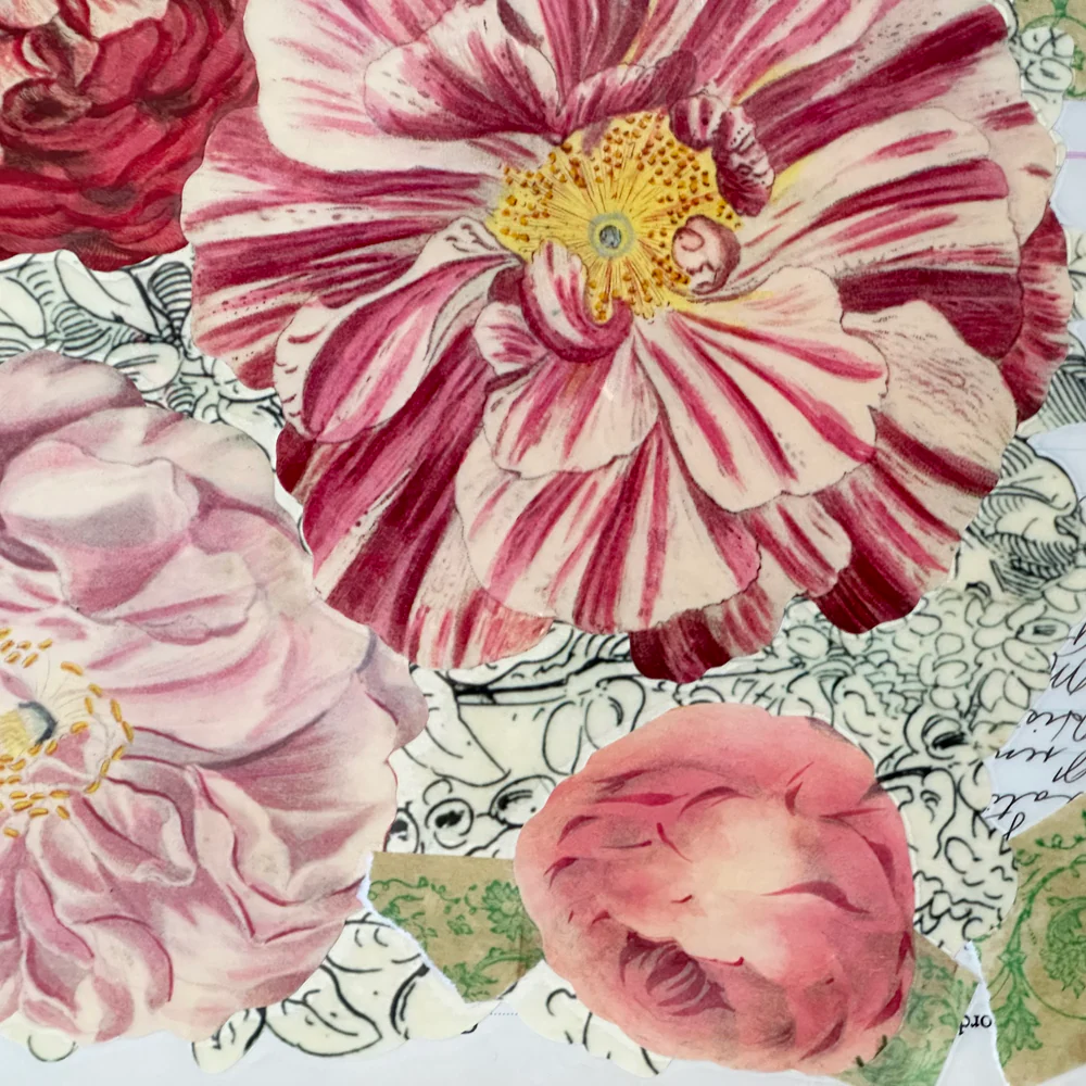 One of a Kind Collaged Flower Table Mat (#303) - Image 2