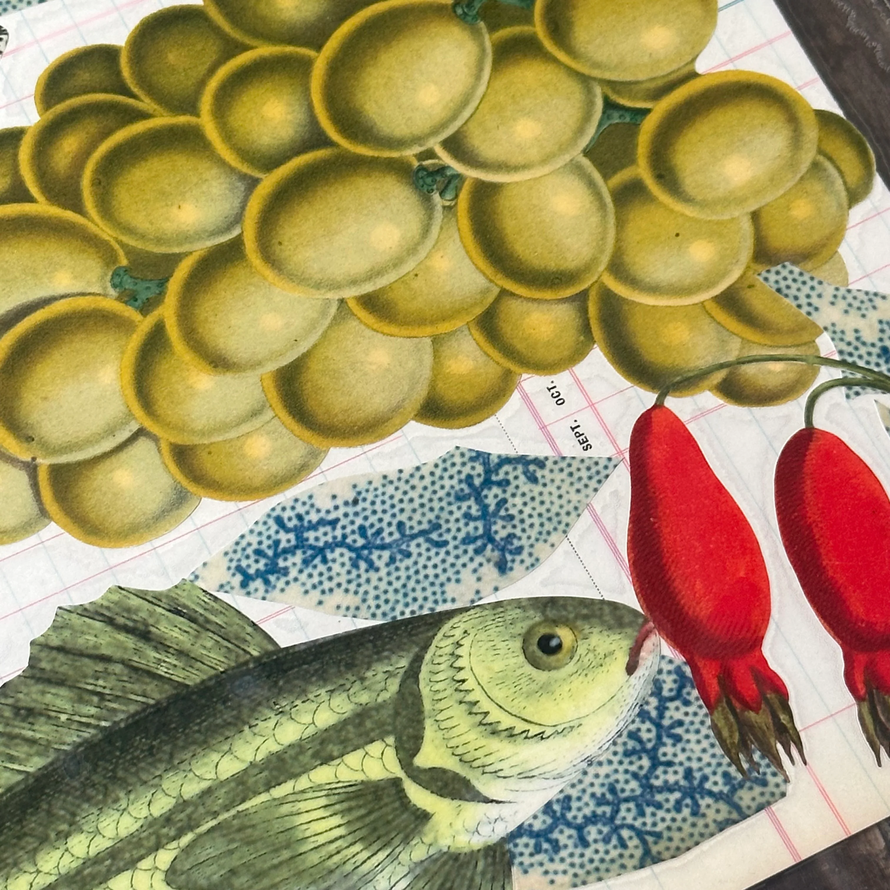 One of a Kind Collaged Fish Mat Pair - Image 6
