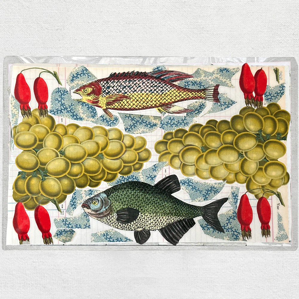 One of a Kind Collaged Fish Mat Pair - Image 7
