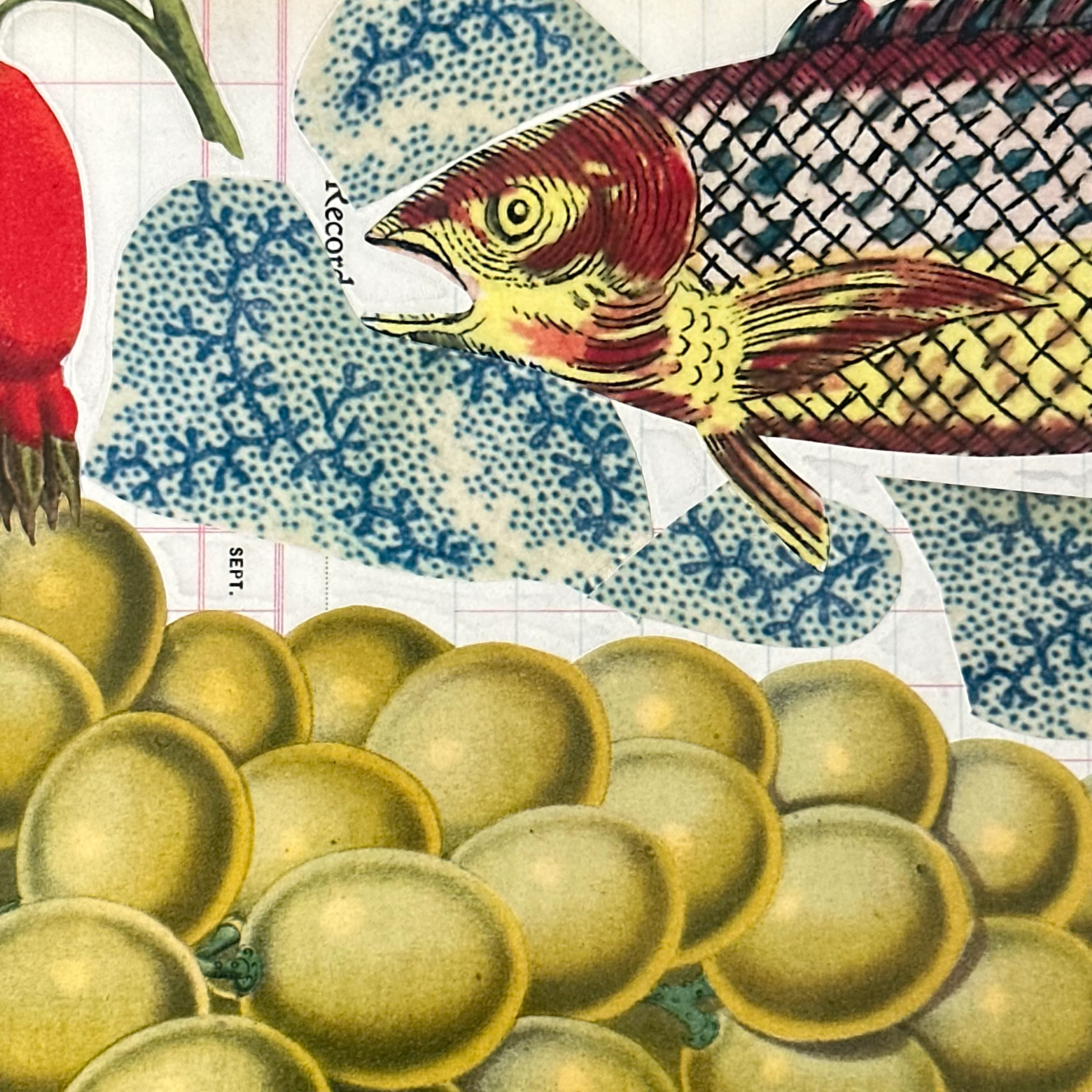 One of a Kind Collaged Fish Mat Pair - Image 9