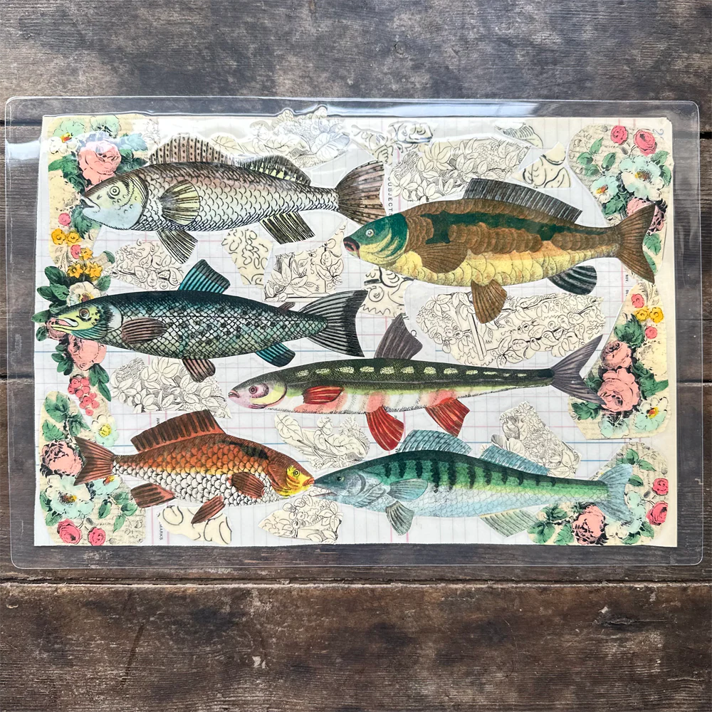 One of a Kind Collaged Fish Mat Pair (2-05 & 2-06) - Image 3