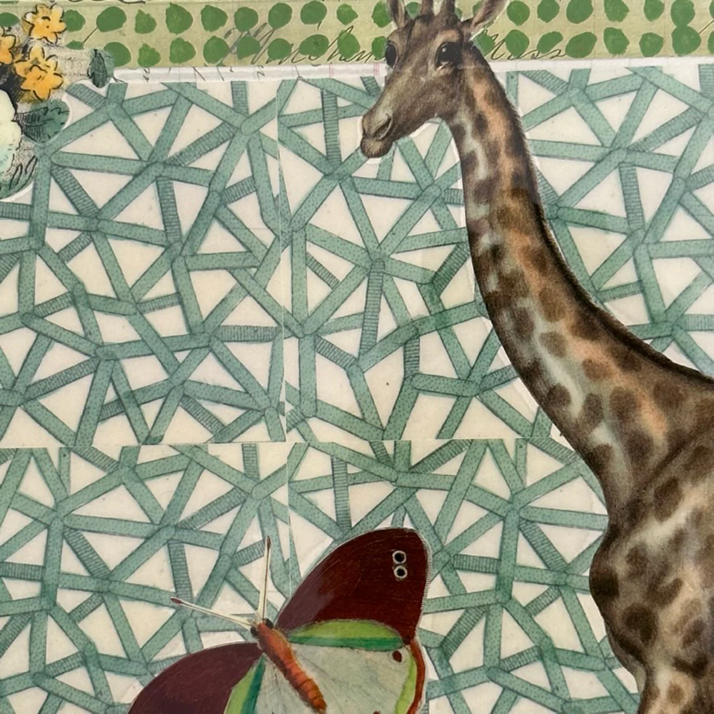 One of a Kind Collaged Giraffe Table Mat (#607) - Image 3