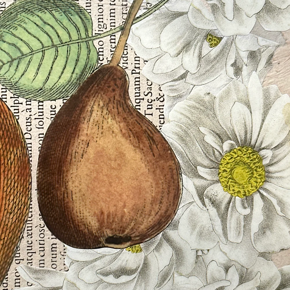 One of a Kind Collaged Pear Mat (2-09) - Image 2
