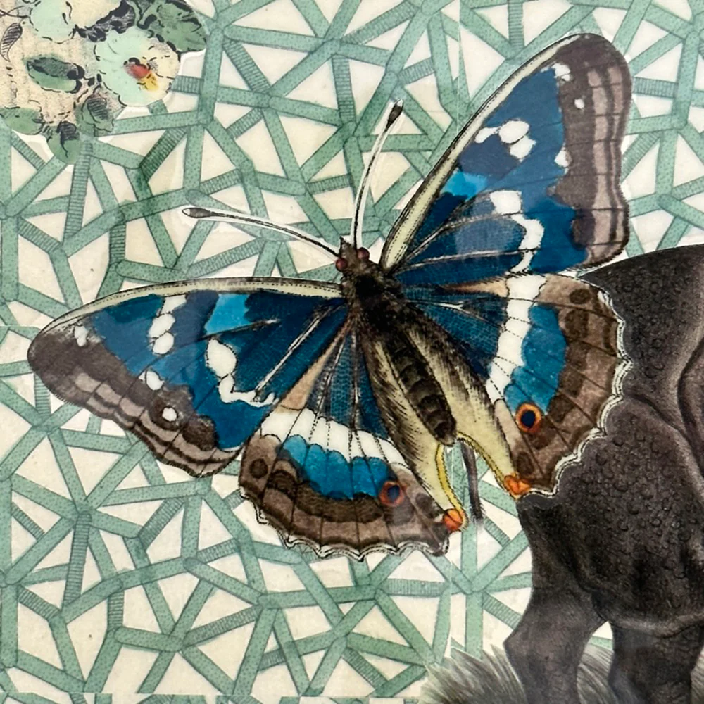 One of a Kind Collaged Rhino Table Mat (#611) - Image 2