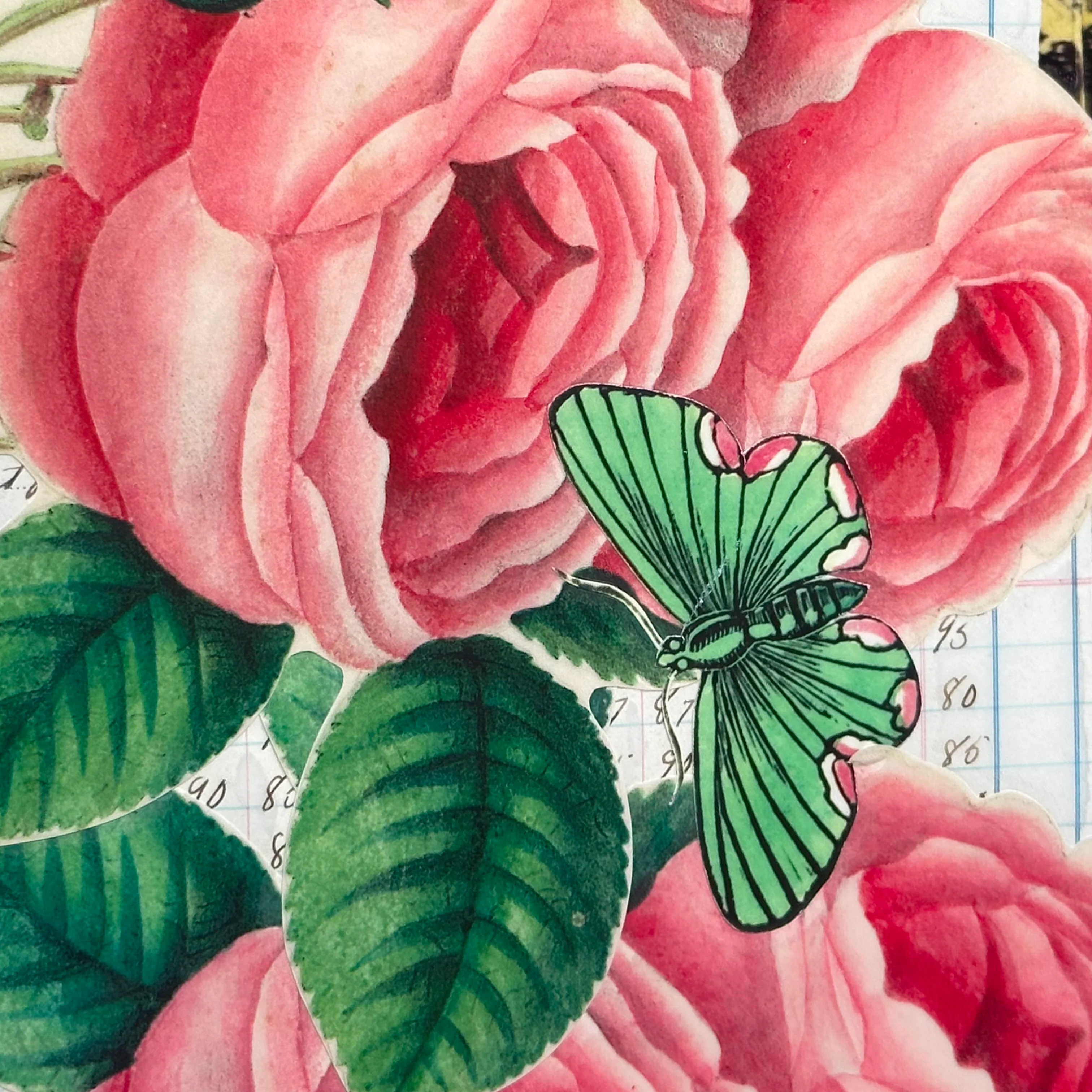 One of a Kind Collaged Rose Cascade Mat Pair - Image 5