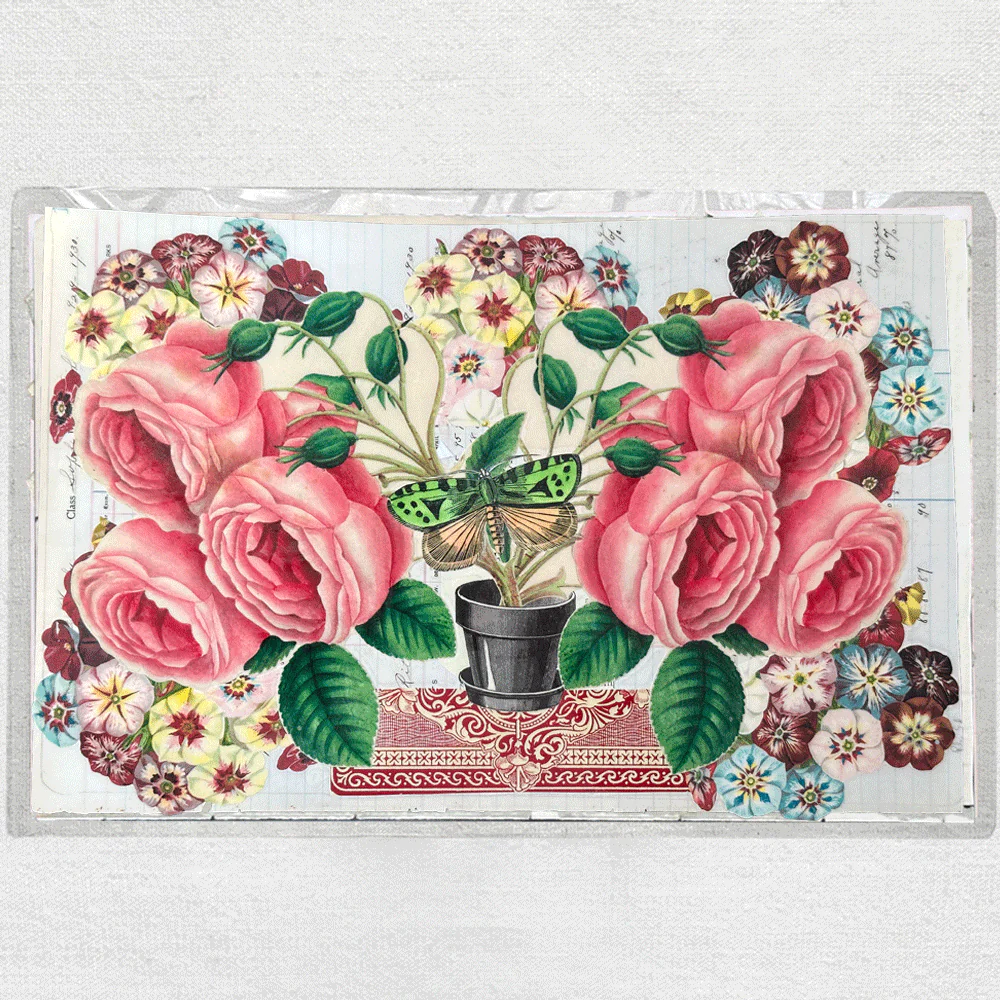 One of a Kind Collaged Rose Cascade Mat Pair - Image 6