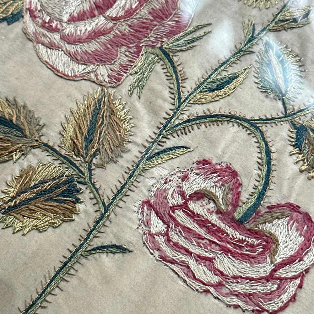 Pair of 19th-century Framed Embroidered Floral Silk Panels - Image 6