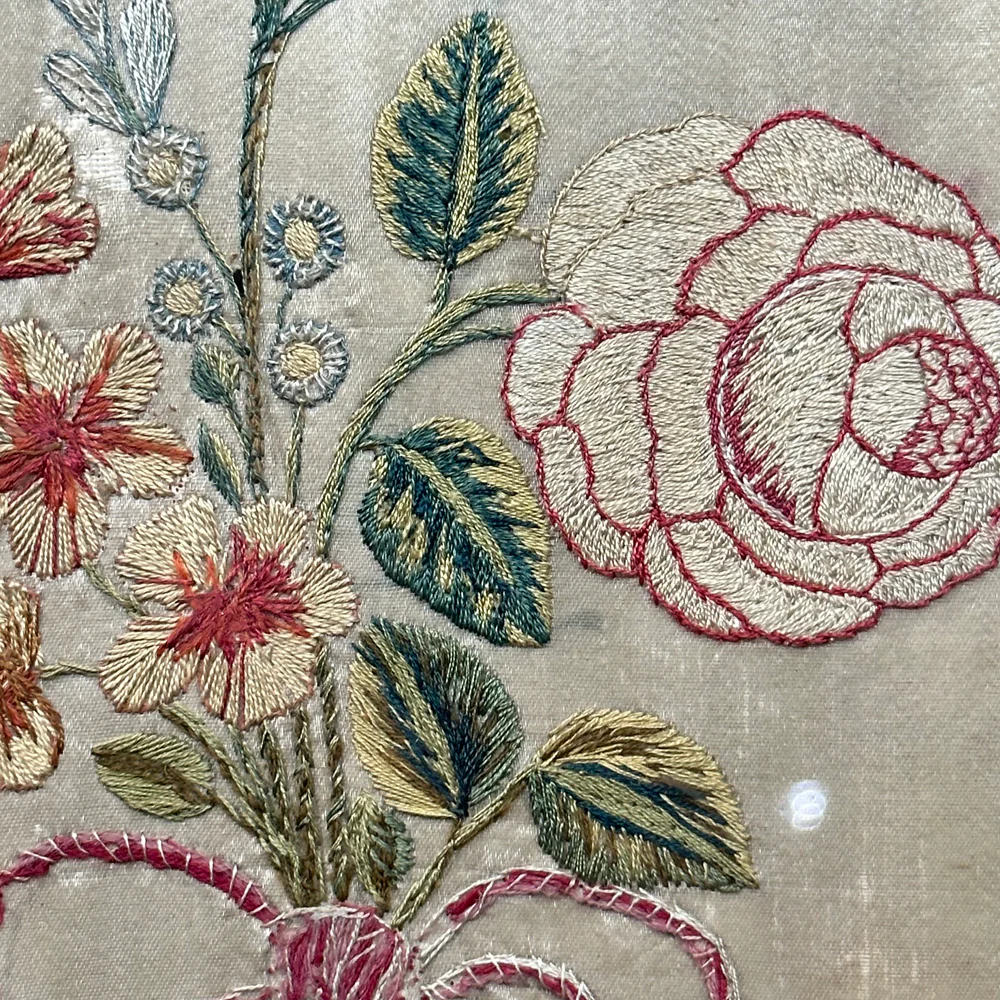 Pair of 19th-century Framed Embroidered Floral Silk Panels - Image 8