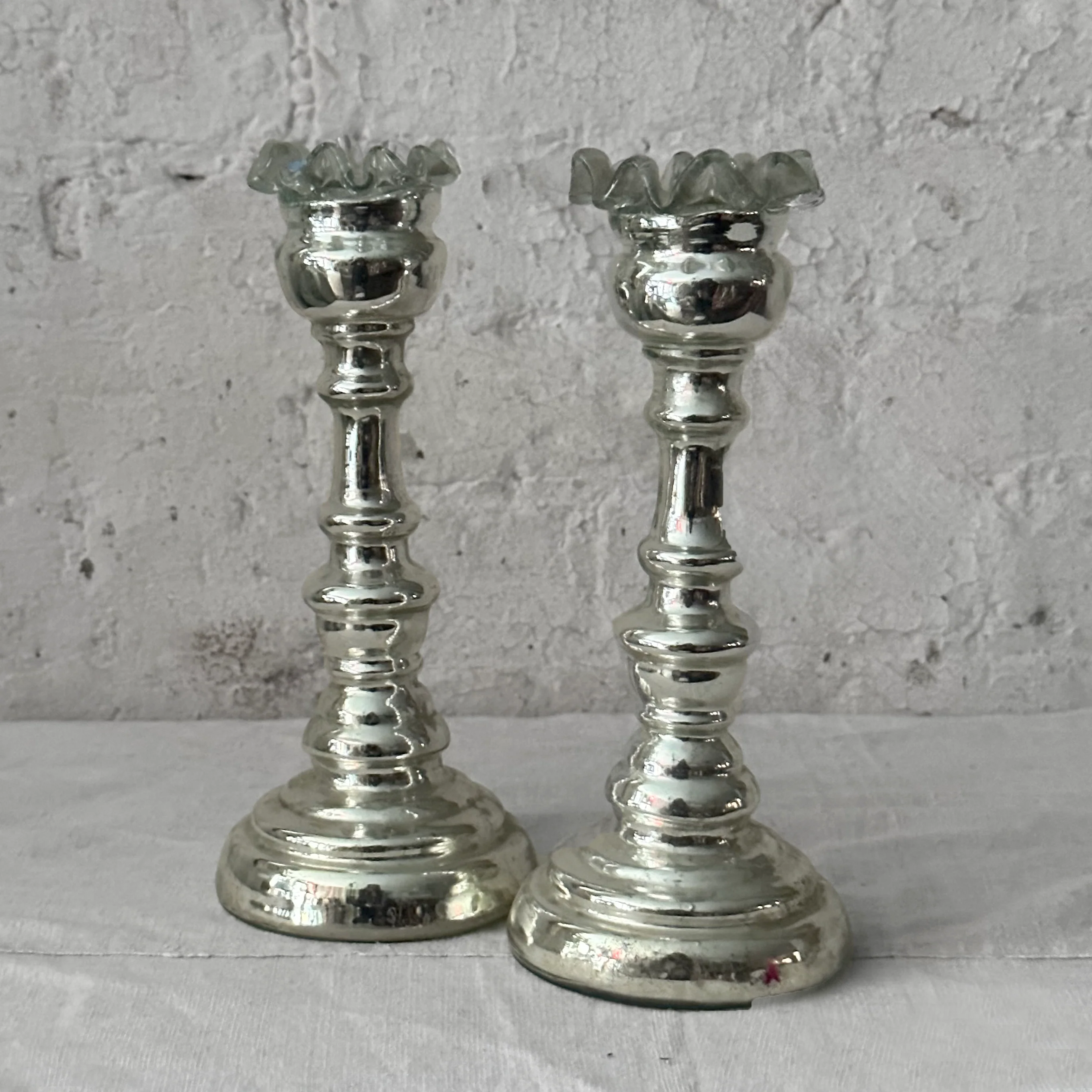 Pair of 19th-century Mercury Glass Candle Holders (01)