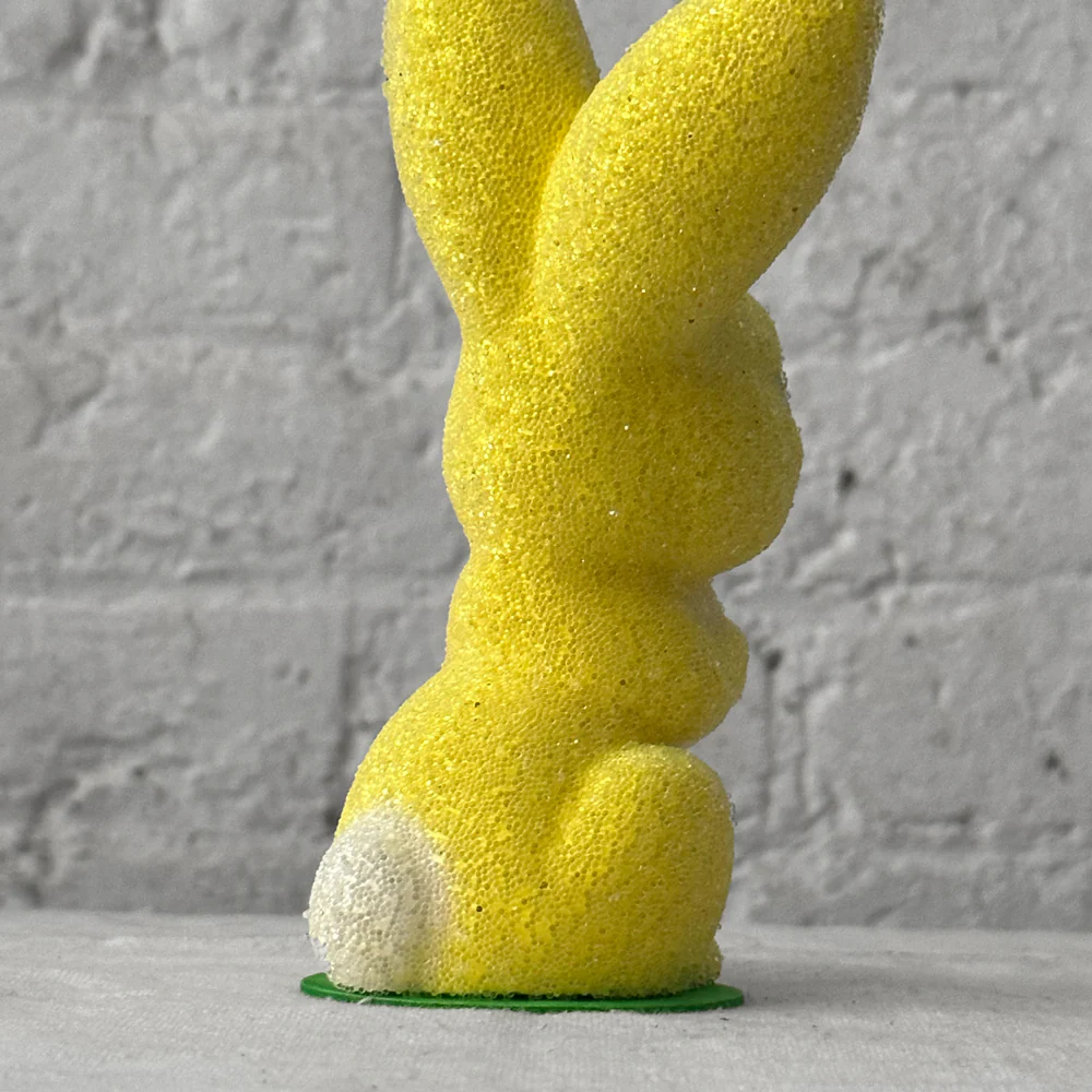 Ino Schaller Papier Mâché Beaded Yellow Bunny with Big Teeth - Image 3