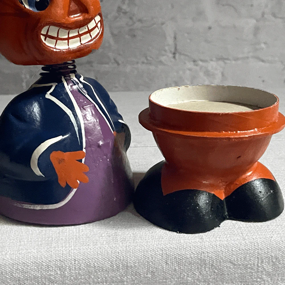 Papier Mâché Bobble Pumpkin Head with Top Hat - Image 2