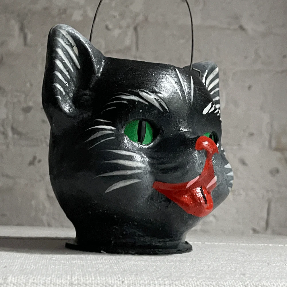 Papier-Mâché Cat Candy Bucket Lantern - Image 2
