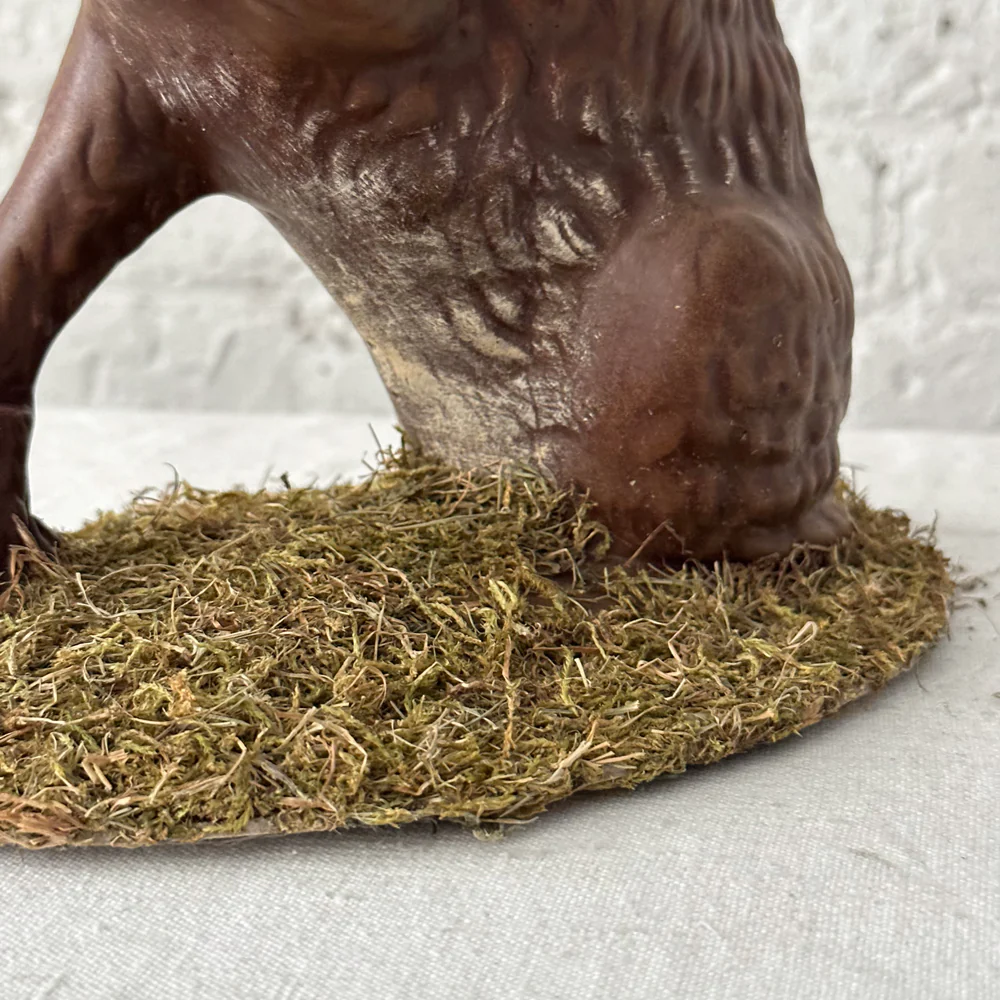 Papier Mâché Dark Brown Sitting Bunny on Grass - Image 3
