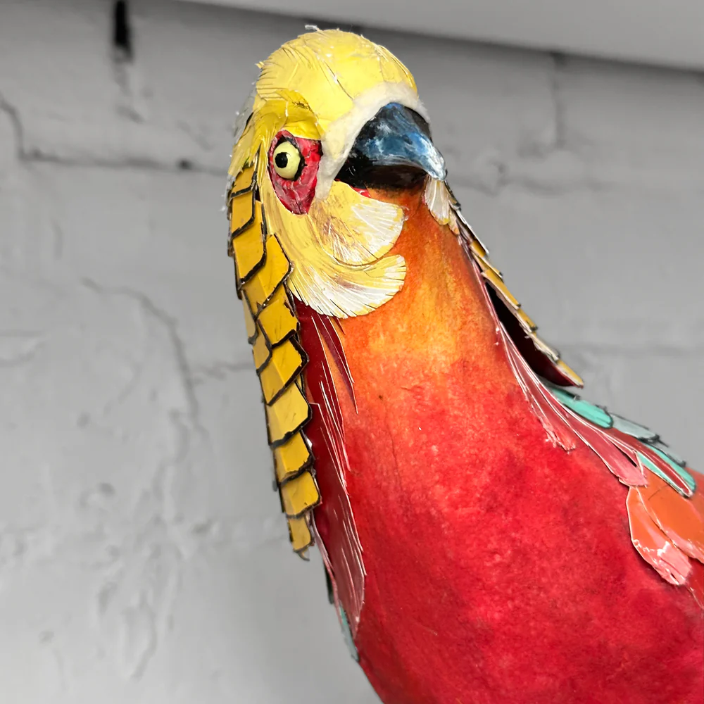 Papier-Mâché Golden Pheasant Bird #4 - Image 6