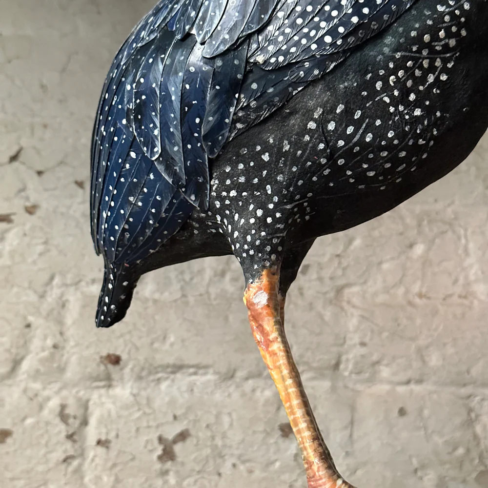 Papier-Mâché Guinea Fowl with Chick #38A - Image 5