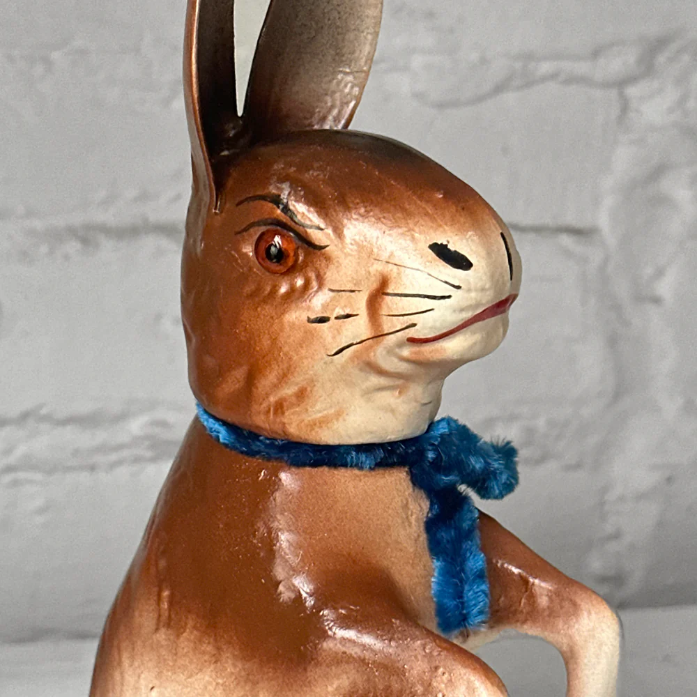 Papier-Mâché Large Upright Rabbit with Blue Neck Tie - Image 2