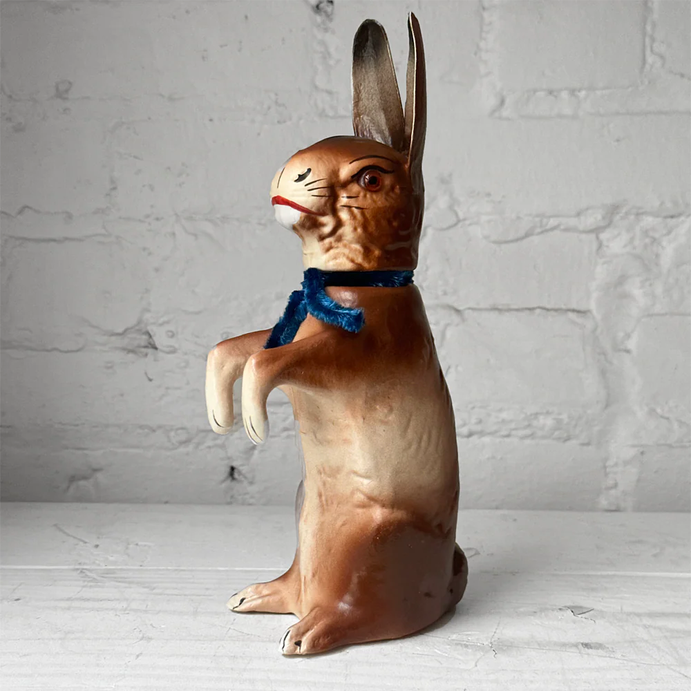 Papier-Mâché Large Upright Rabbit with Blue Neck Tie - Image 3