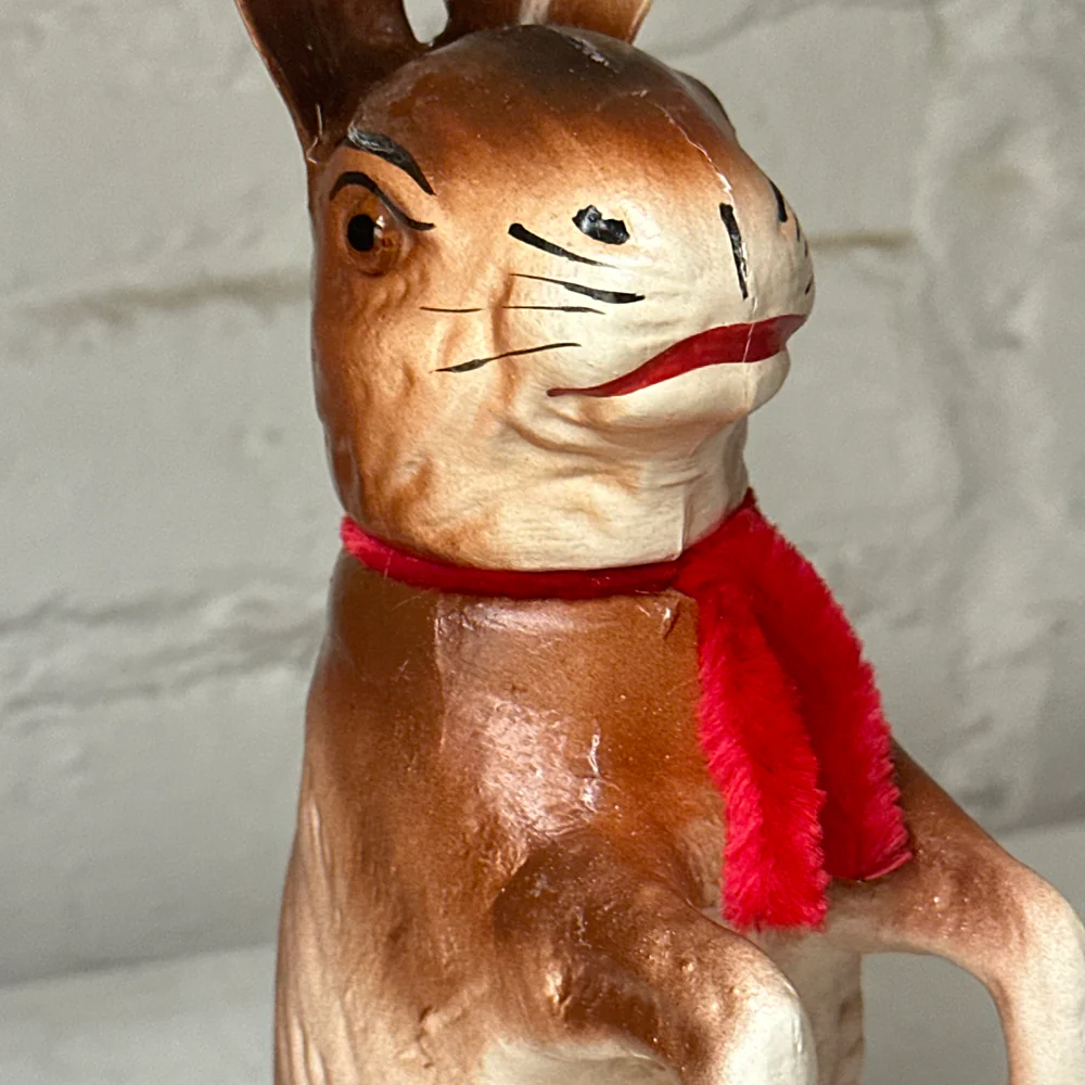 Papier-Mâché Large Upright Rabbit with Red Neck Tie - Image 5