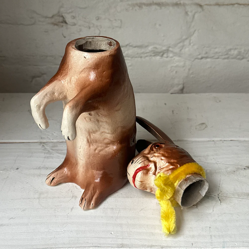 Papier-Mâché Large Upright Rabbit with Yellow Neck Tie - Image 4